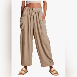 Women's Tan Wide-Leg Pants